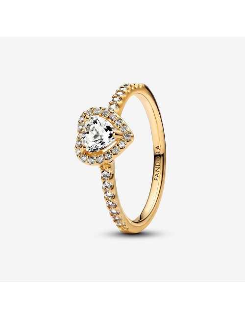 Anillo Corazon Plata Dorada Circonita