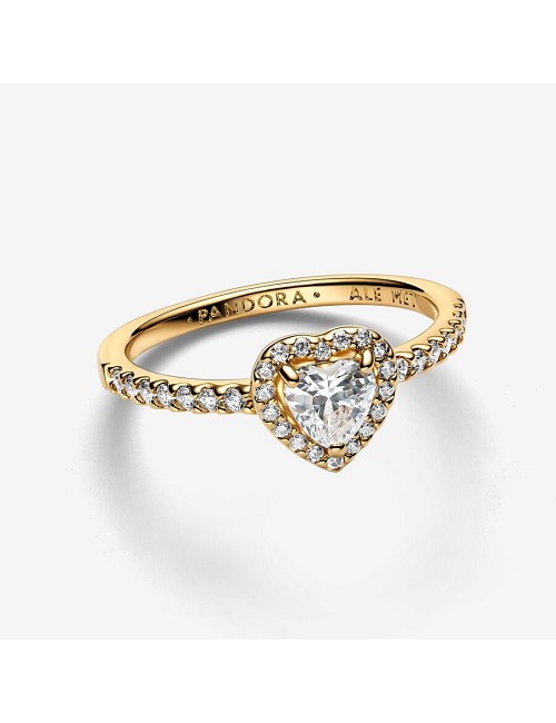 Anillo Corazon Plata Dorada Circonita