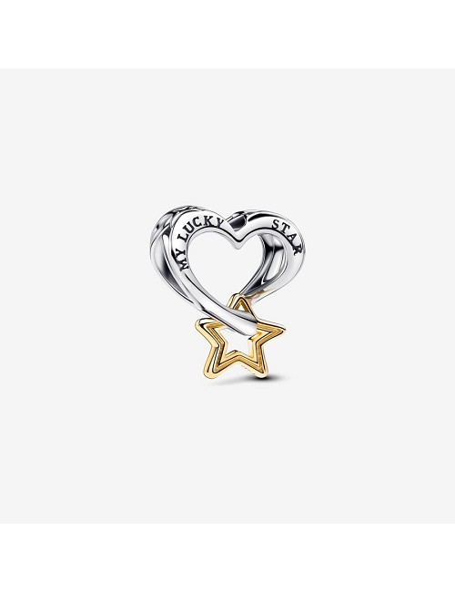 Charm Corazon y Estrella Bicolor Plata