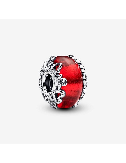 Charm Navidad Murano Rojo Plata