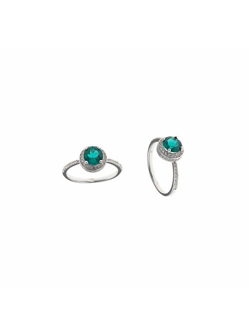Sortija Plata Rodio Esmeralda