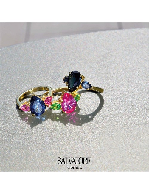 Sortija Plata Chapa. Zafiro Morado Pera