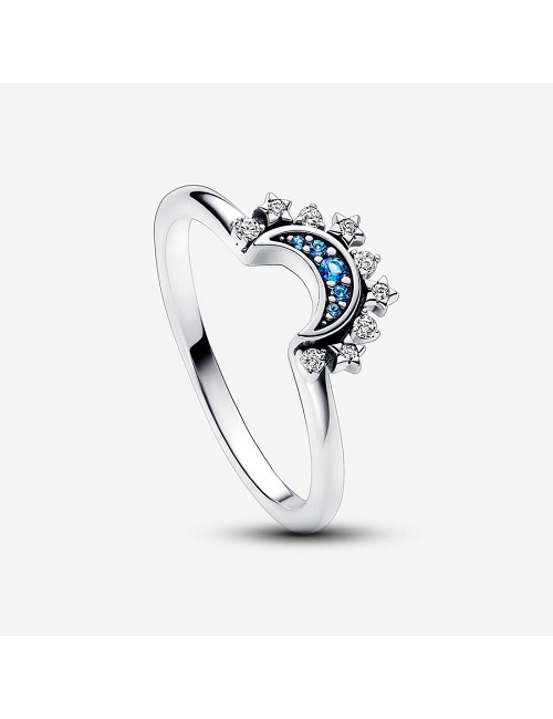 Anillo Luna Brilla Azul Celestial