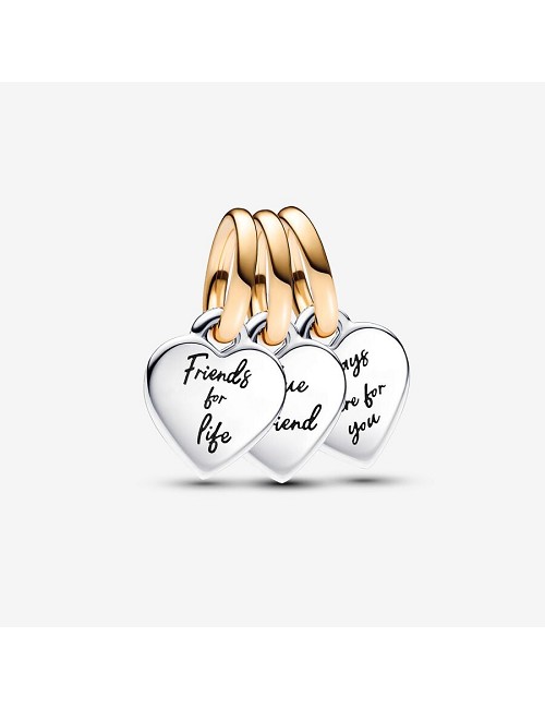 Charm Colgante Divisible Triple Amistad En Dos Tonos