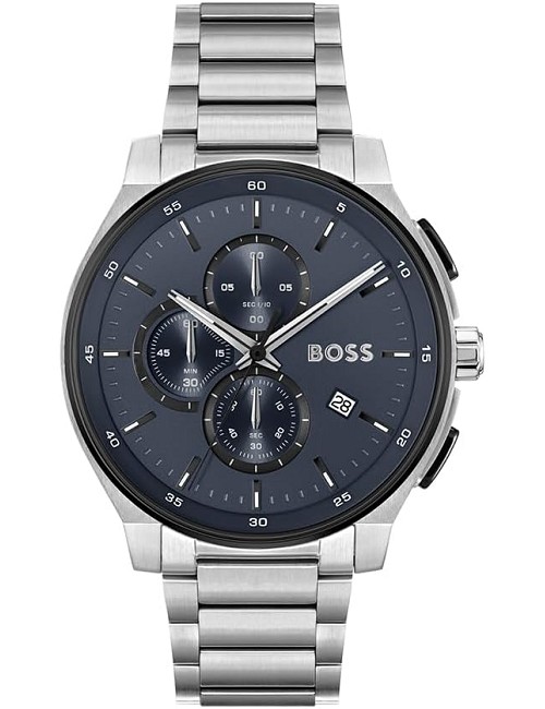Reloj Boss Esf. Negra Cadena Acero