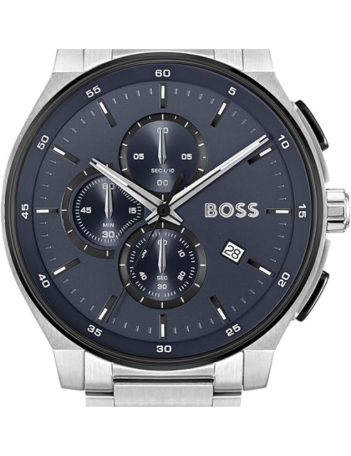 Reloj Boss Esf. Negra Cadena Acero