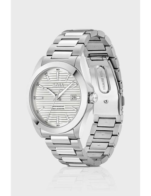 Reloj Boss Acero Esf. Blanca Rayada