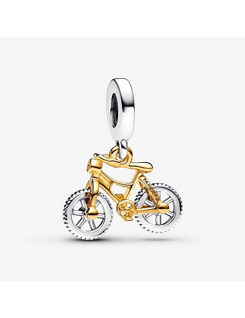 Charm Colgante Ruedas de Bicicleta Girando En Dos Tonos