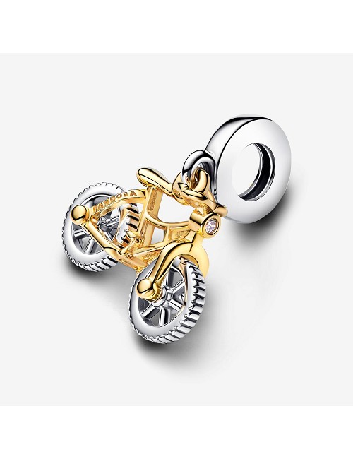 Charm Colgante Ruedas de Bicicleta Girando En Dos Tonos