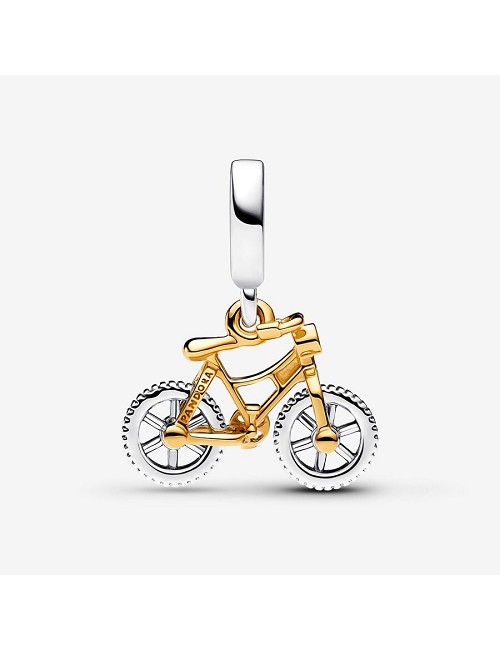 Charm Colgante Ruedas de Bicicleta Girando En Dos Tonos