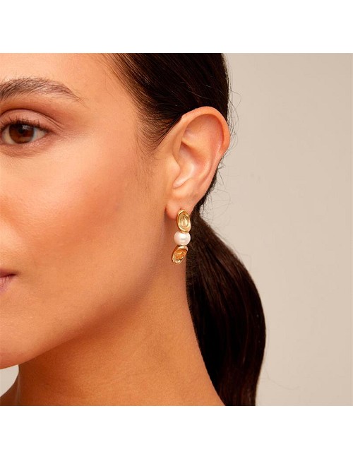 Pendientes Ovalados Dorados Perla