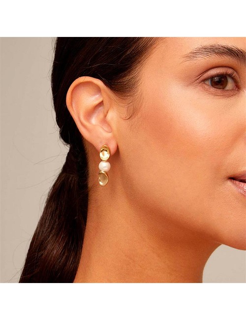 Pendientes Ovalados Dorados Perla