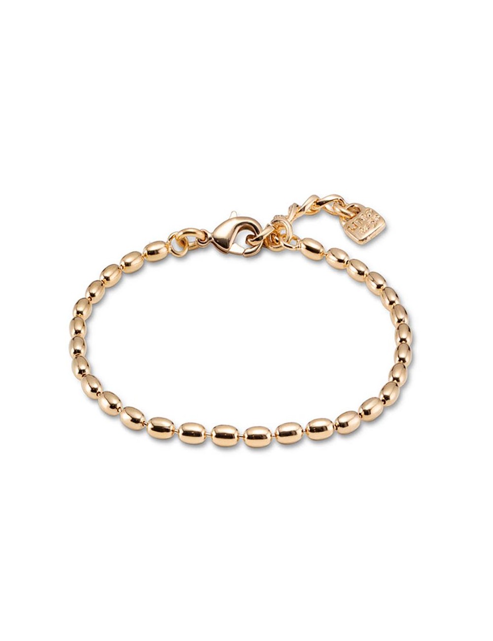 Pulsera Bañada En Oro Bolitas Alargadas