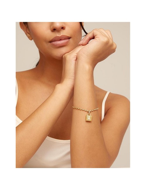Pulsera Bañada En Oro Bolitas Alargadas
