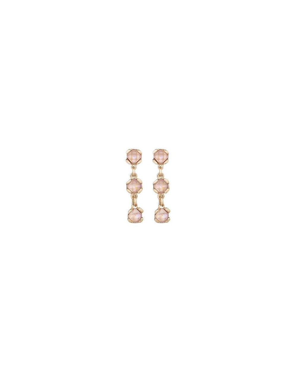 Pend. Baño Oro 18K 3 Cristales Rosas Colgantes