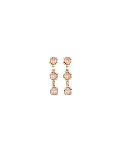 Pend. Baño Oro 18K 3 Cristales Rosas Colgantes