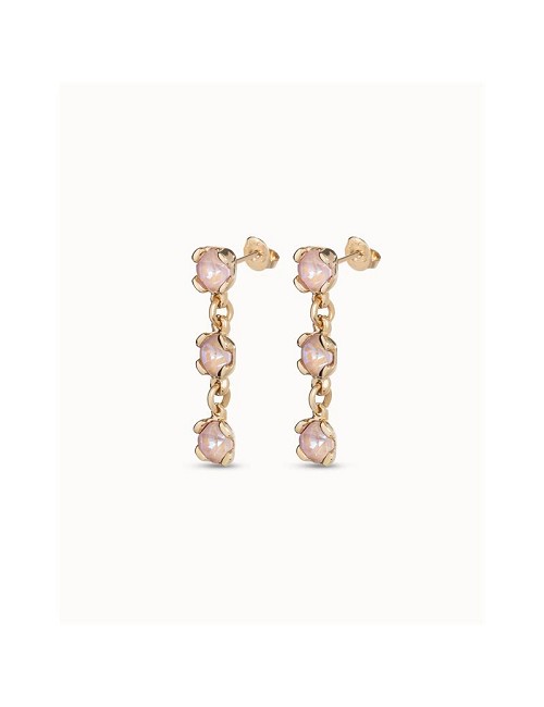 Pend. Baño Oro 18K 3 Cristales Rosas Colgantes