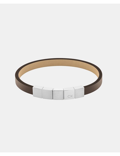 Pulsera Acero Cuero Liso