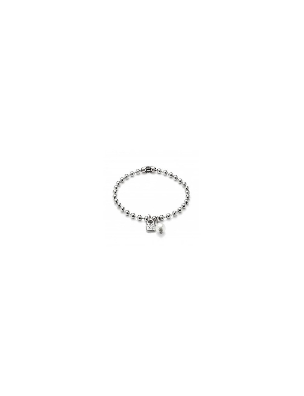 Pulsera con Charm Perla Baño Plata