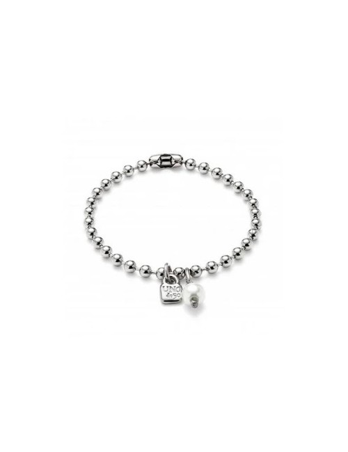 Pulsera con Charm Perla Baño Plata