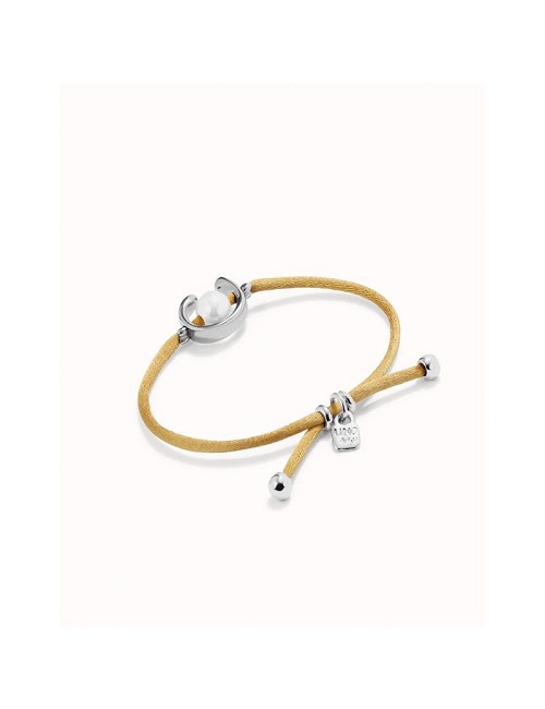 Pulsera Hilo de Raton Camel y Perla