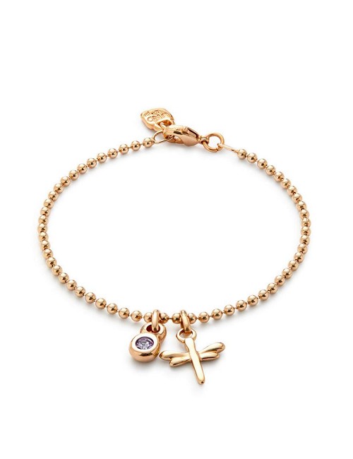 Pulsera Cadena Fina 2 Charm Baño Oro 18K