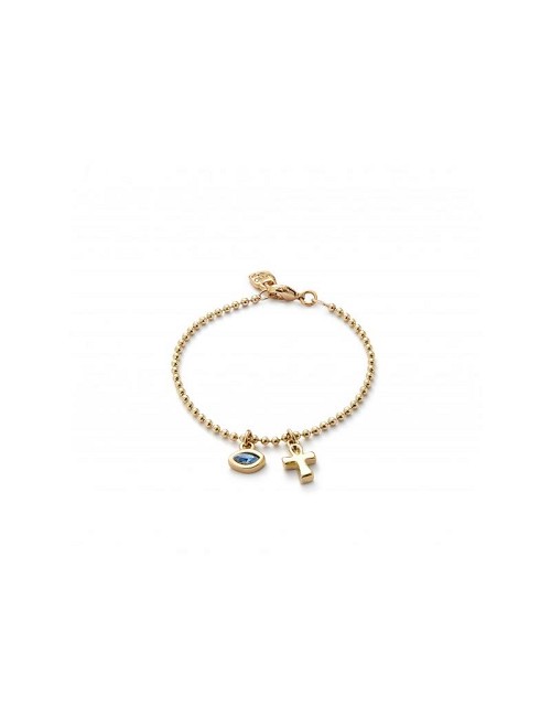 Pulsera Cadena Fina 2 Charm Baño Oro 18K
