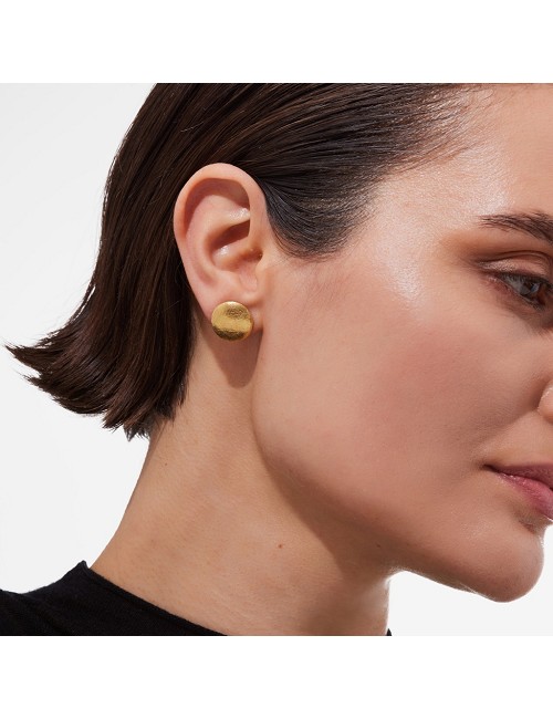 Pendientes Boton Esfera Baño Oro 18K