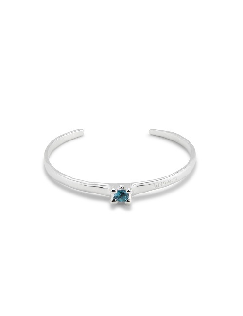 Pulsera Rigida Baño Plata de Ley Circo. Azul