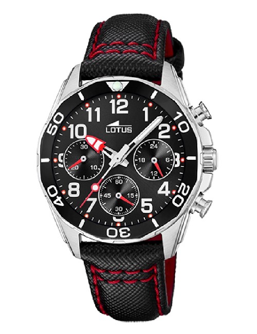 Reloj Esf Negra Crono Correa Piel