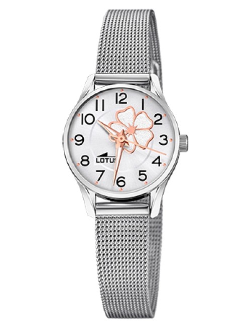 Reloj Esf Plata Niña Flor Cad Malla