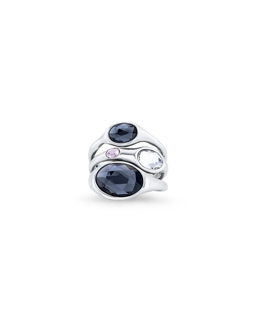 Anillo Baño Plata Cristales Colores