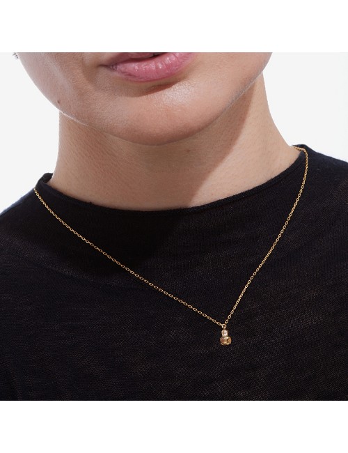 Collar Corto Cristal Champan y Blanco