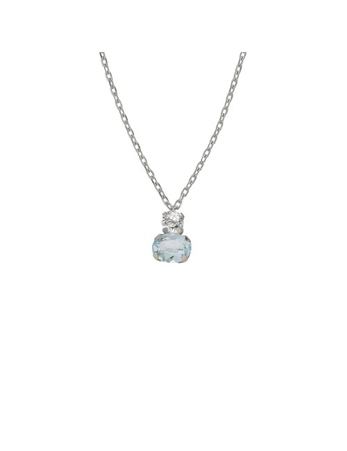 Collar Corto Cristal Azul Plata Rodio