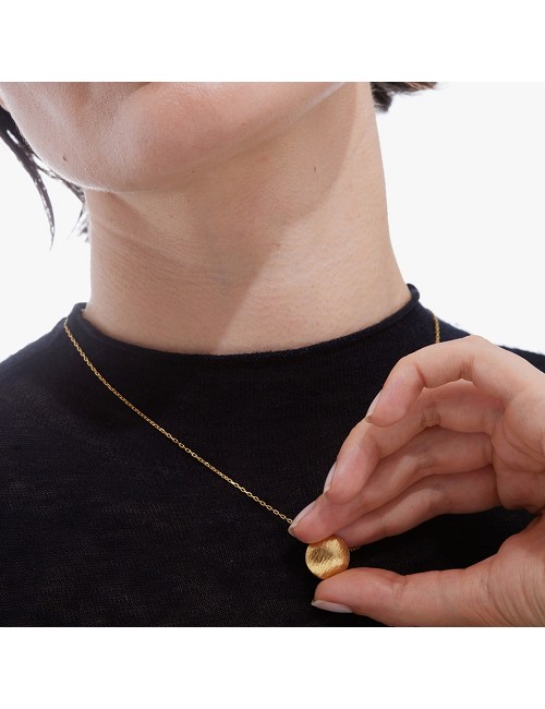 Collar Corto Esfera Plata Baño Oro 18K