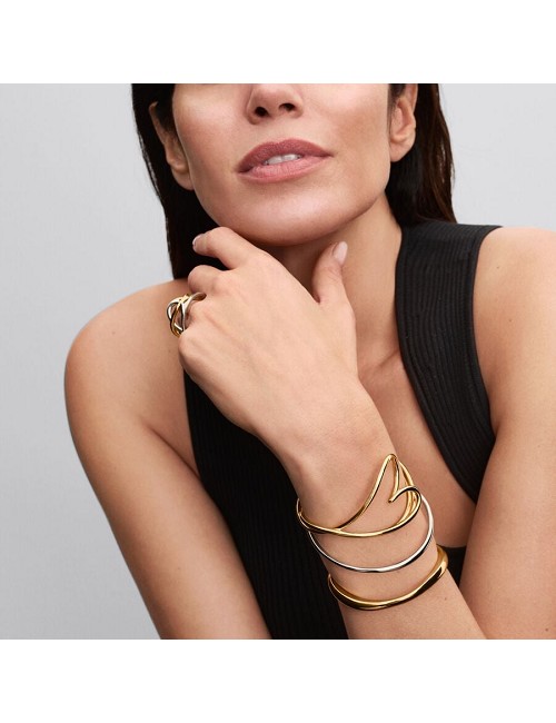 Heart 14K Gold-Plated Open Bangle