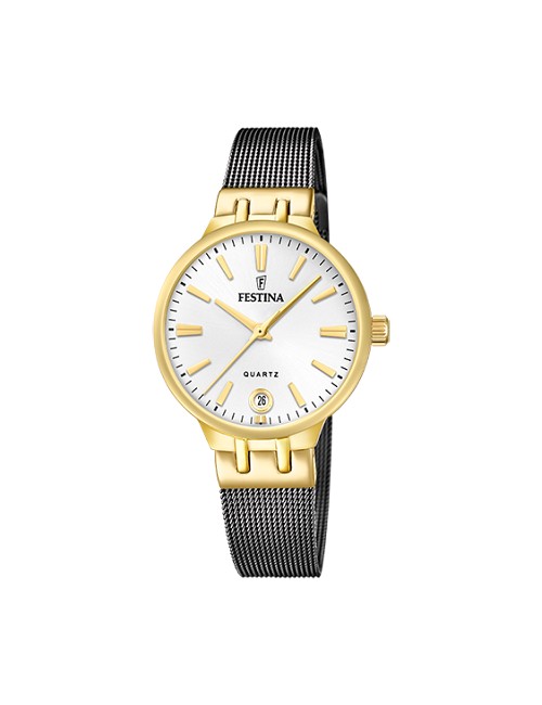 Festina Sra Correa Negra Esfera Plata