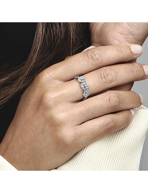 Pansy Sterling Silver Ring With Clear Cu