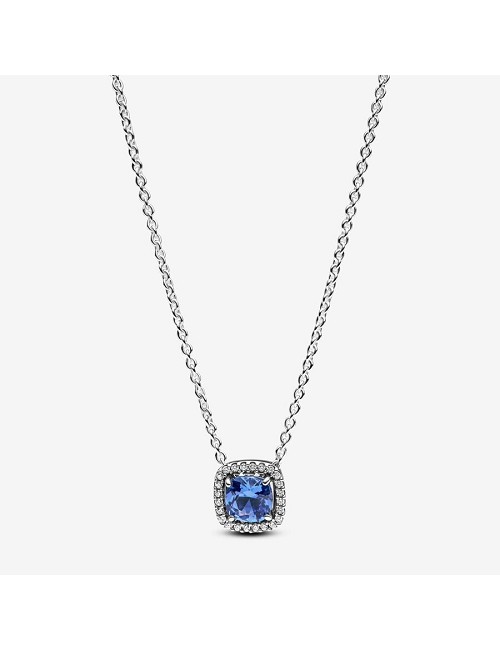 Cadena con Cuadrado Cristal Azul Plata