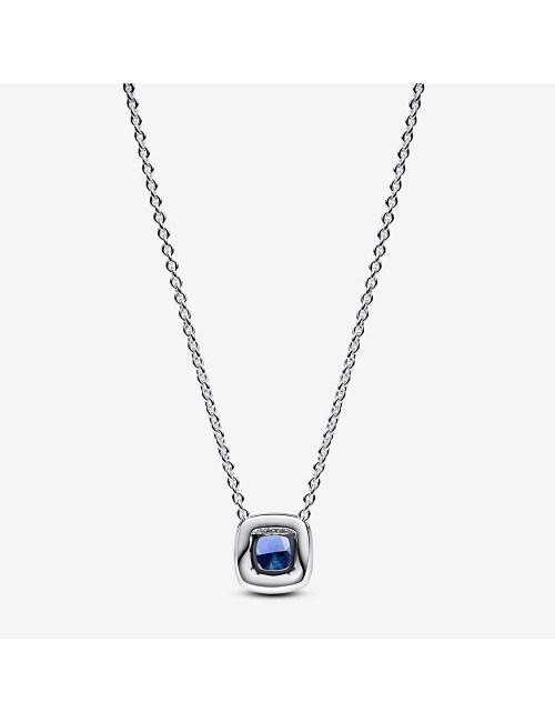 Cadena con Cuadrado Cristal Azul Plata