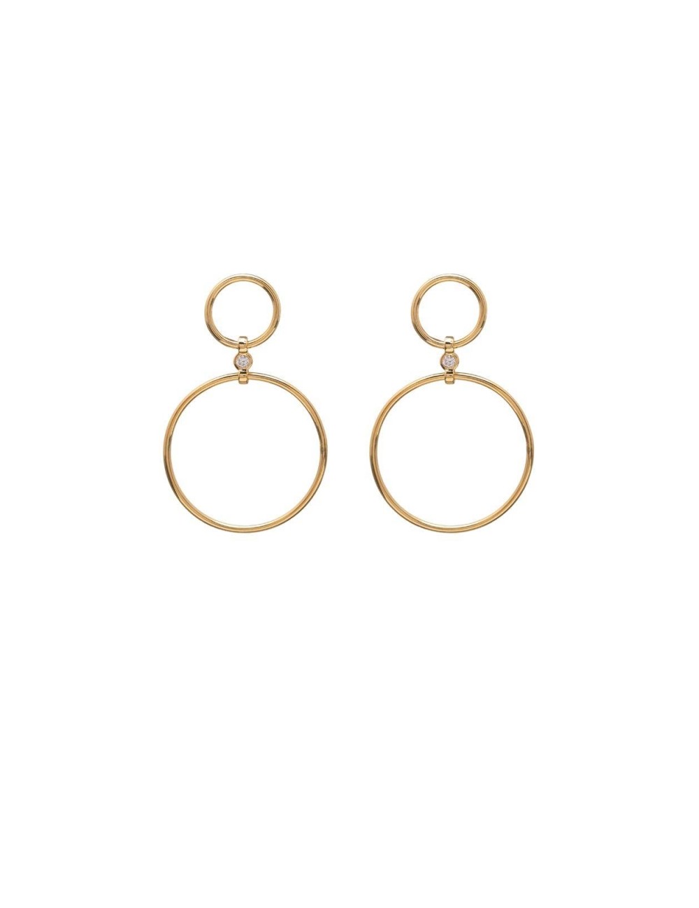 Pendientes Doble Aro Chapados Presion Circonita