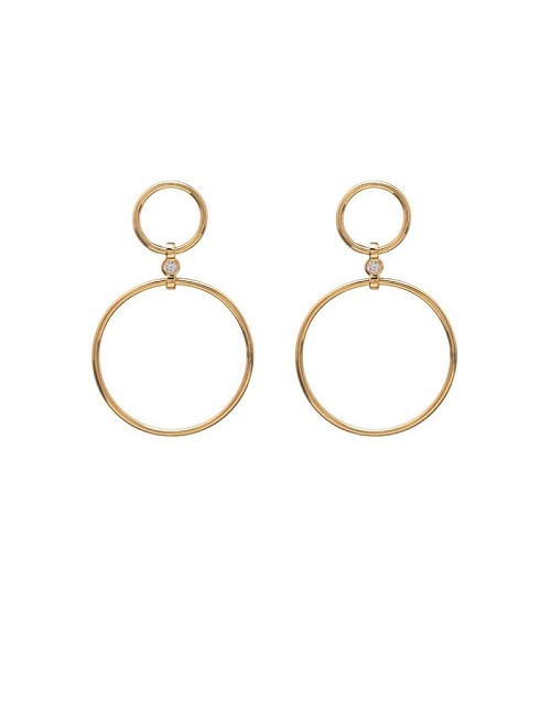 Pendientes Doble Aro Chapados Presion Circonita