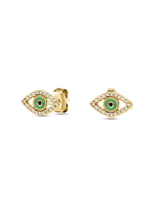 Pendientes Cortos Lucky Eye - Verde / Dorado