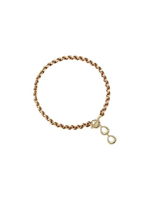 Gargantilla Cuero y Rolo Chapado Oro Necklace Jaseron Chain