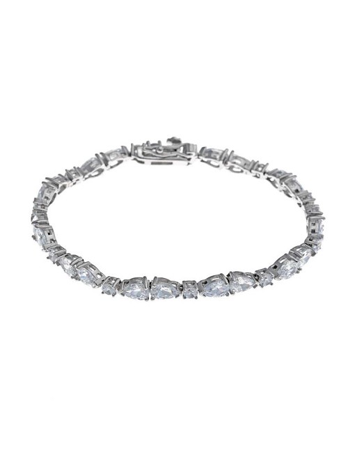 Pulsera Plata Rodio Lagrimas Enfrentadas Circonitas Blancas