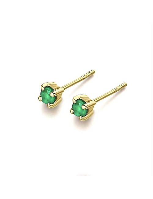 Pendientes Oro Amarillo con Esmeraldas y 4 Garras
