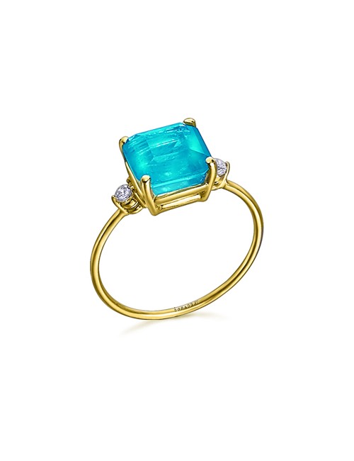 Anillo Oro con Piedra Topacio Azul
