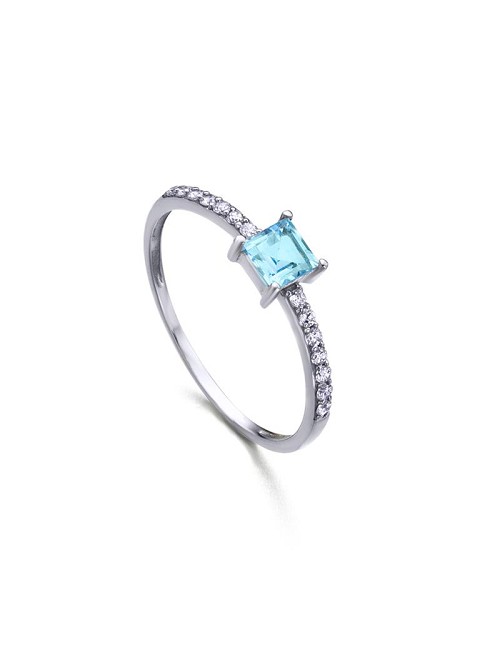 Anillo Carre Topacio Azul 4X4, 0, 07 Cts