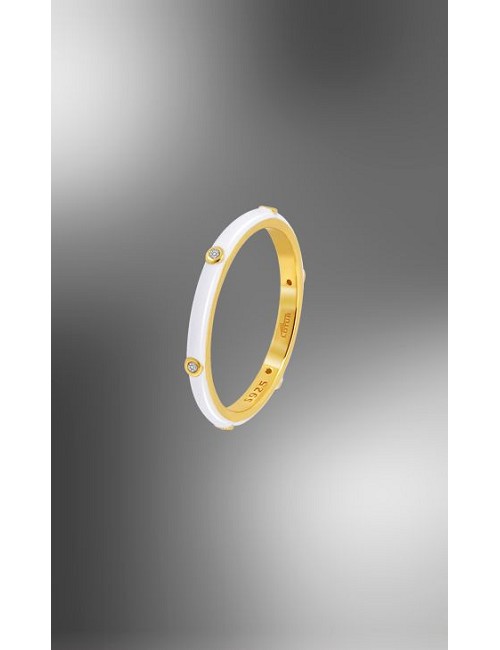 Lotus Silver Anillo Sra. Esmalte. Blanco