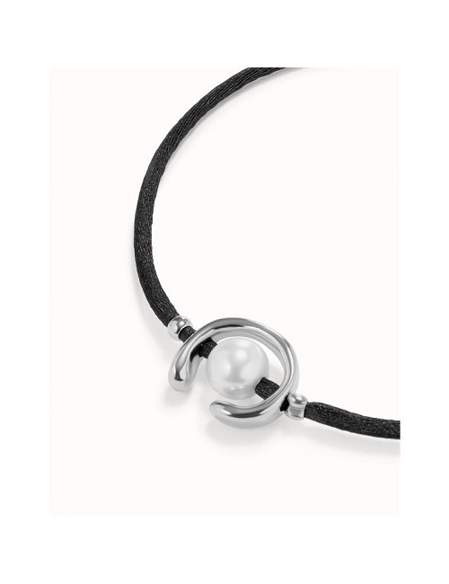 Oulsera Hilo Raton Negro Perla Baño Plata
